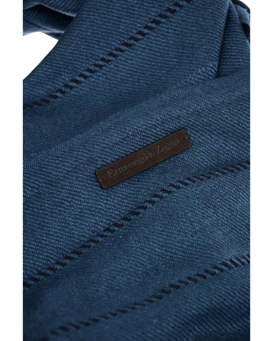 Zegna Blue Dark Stripes Scarf for men
