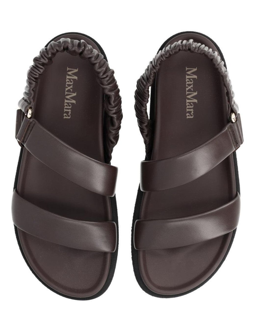 Max Mara Brown Macro Leather Sandals