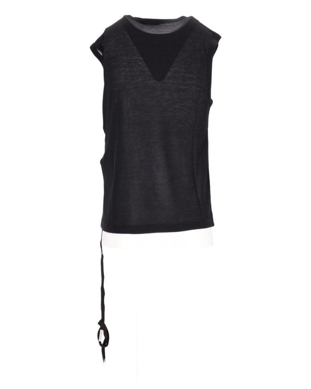 Ann Demeulemeester Black Ribbed Top