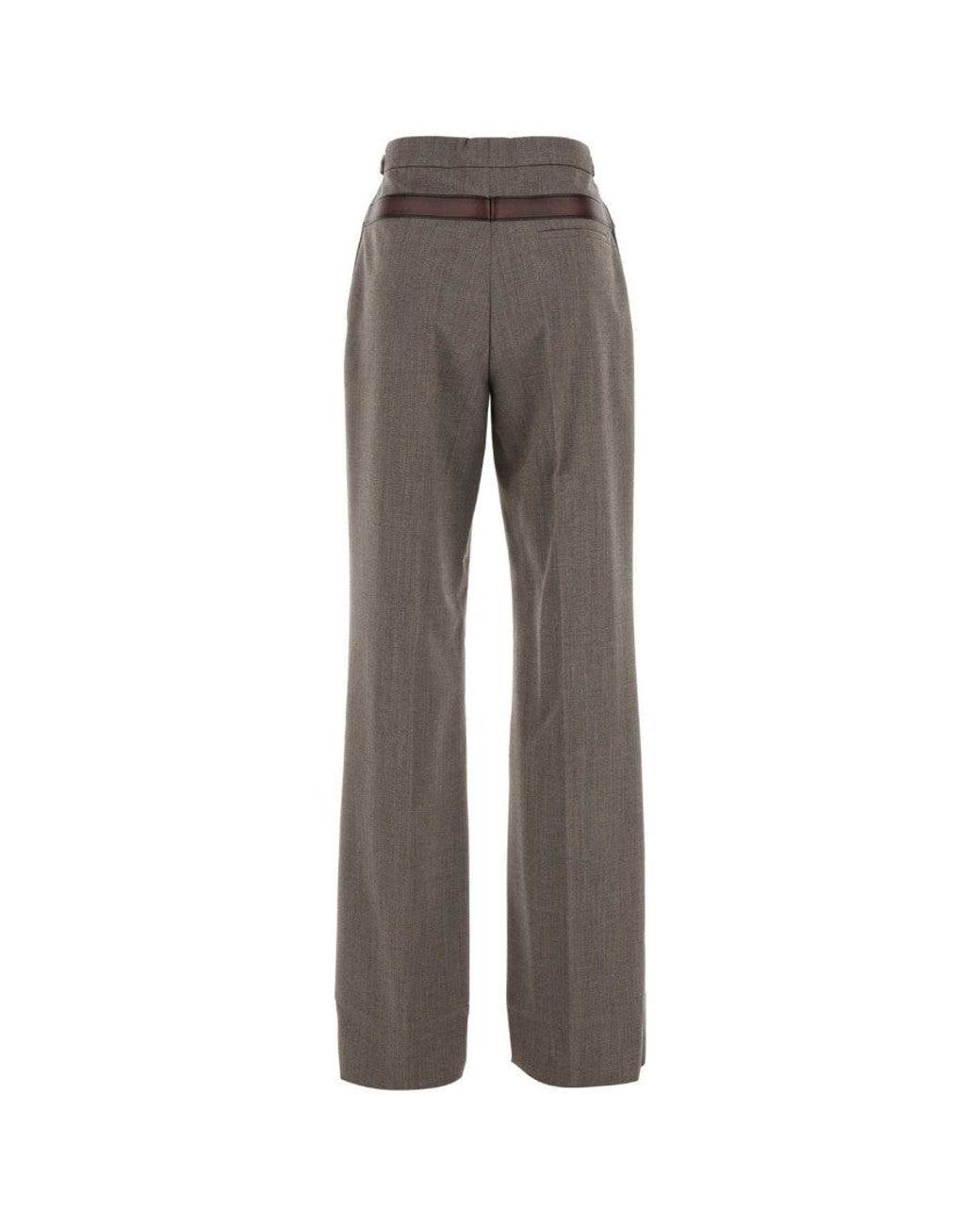Prada Gray Trompe Belted Pants