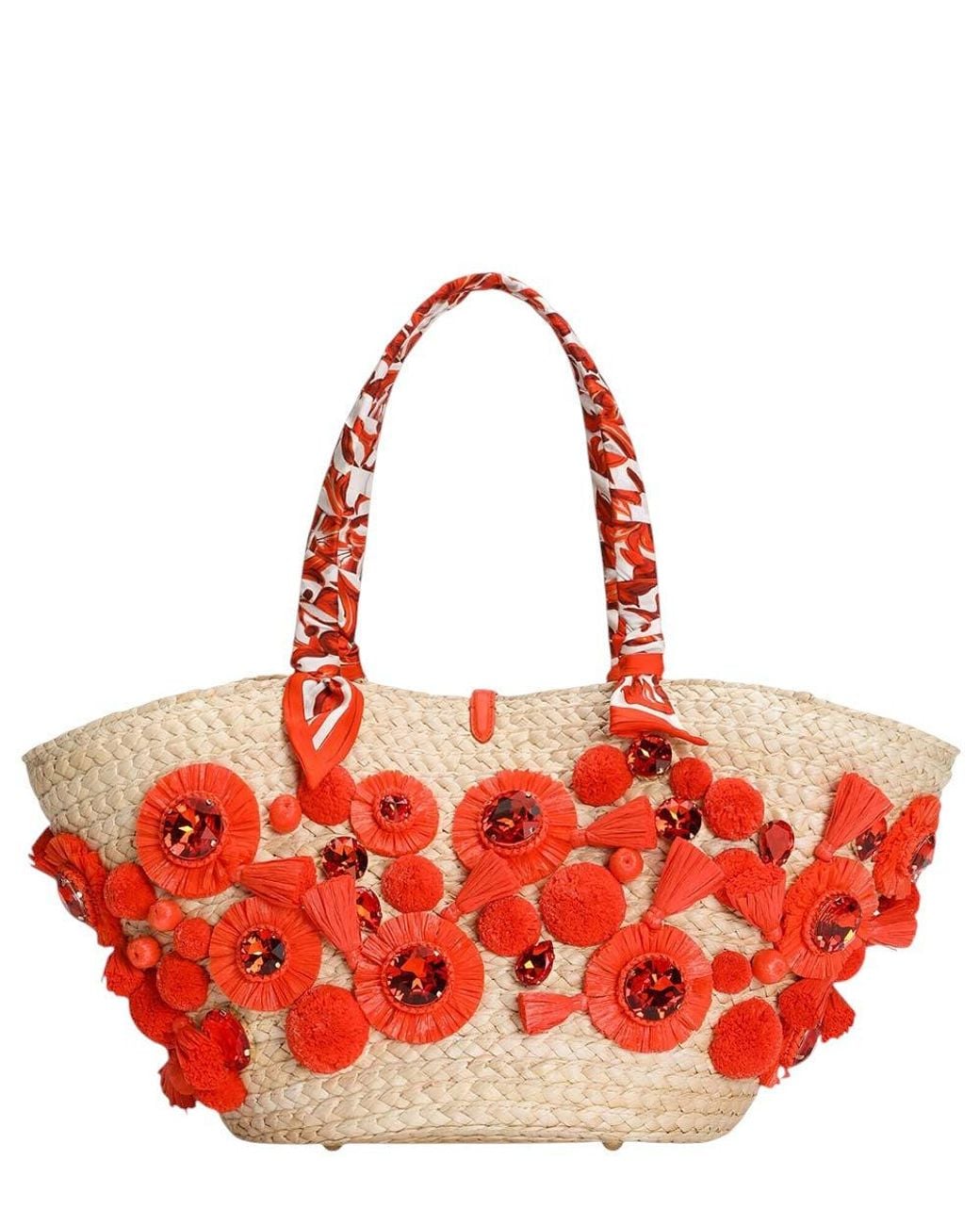 Dolce & Gabbana Red Natural Coffa Capri Large Tote