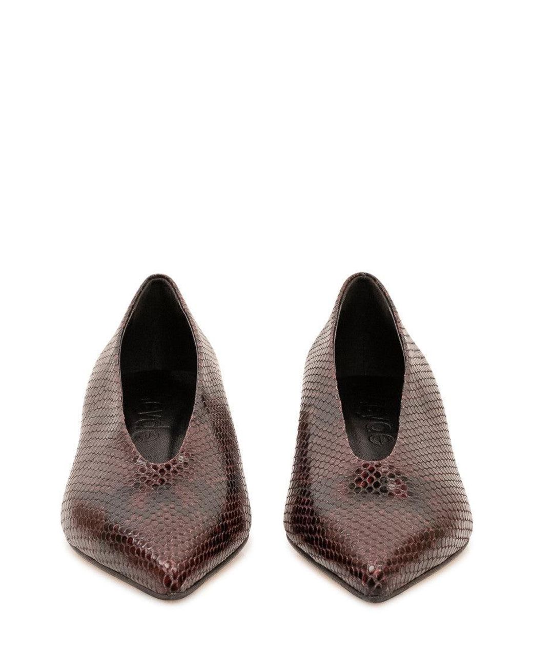 Aeyde Brown Mini Snake Print Heels