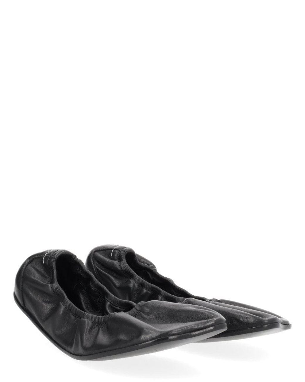MM6 by Maison Margiela Black Leather Ballet Flats
