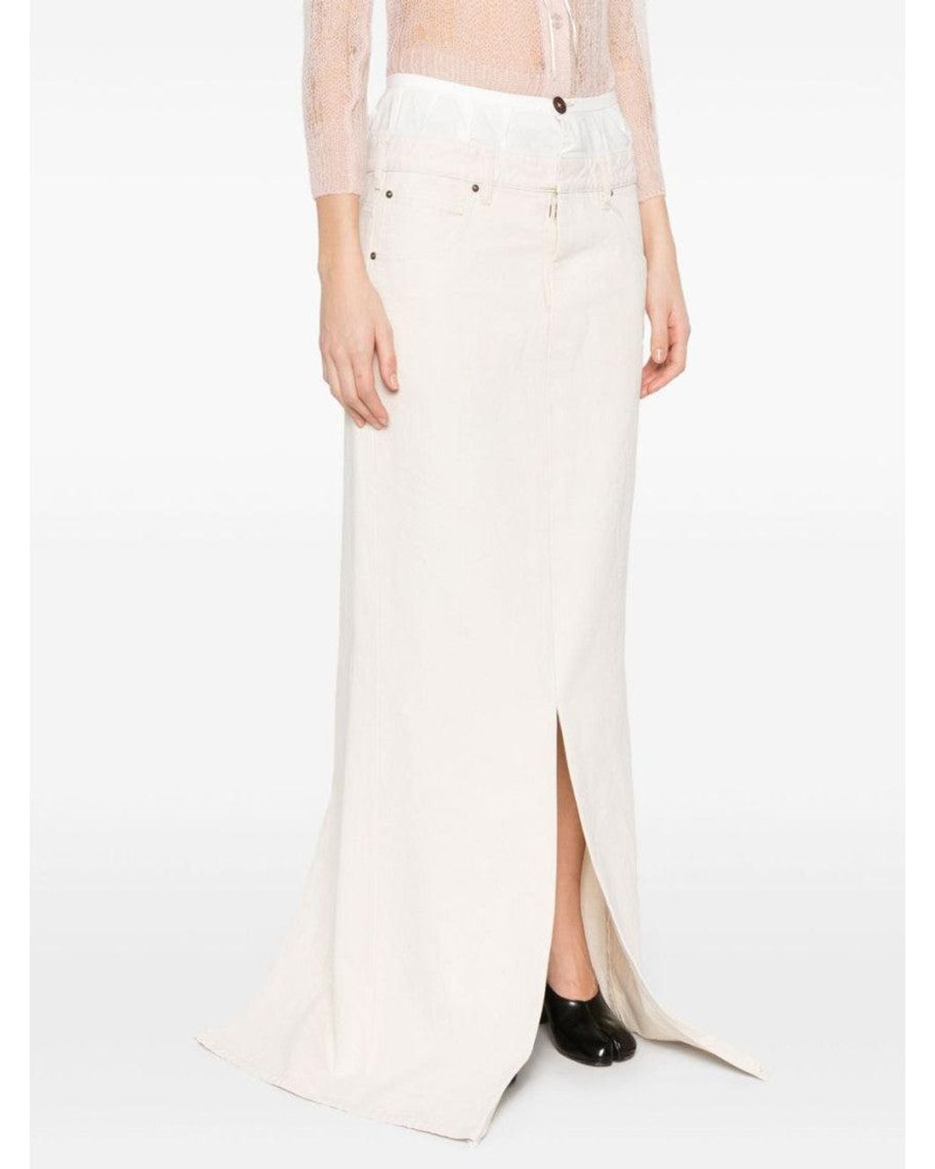 Maison Margiela White Long Denim Skirt