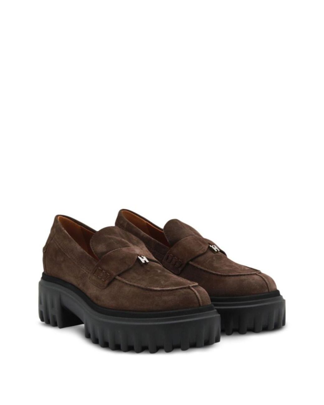 Hogan Brown Solid Loafers