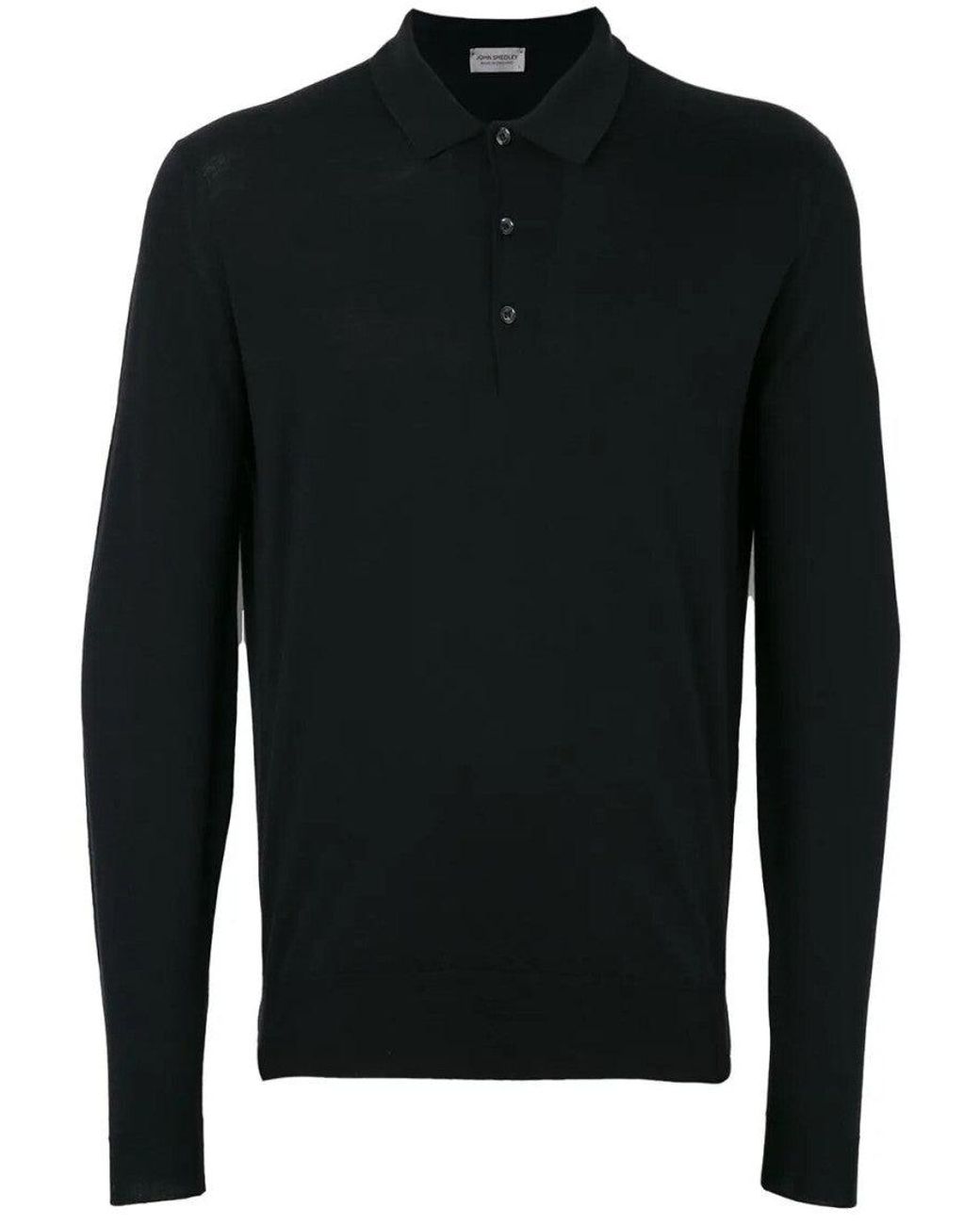 John Smedley Black Knit Jumper Polo for men