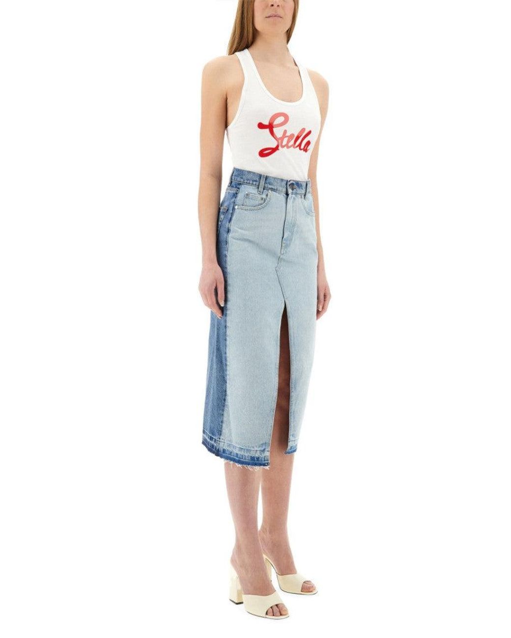 Stella McCartney White Logo Scoop Neck Top