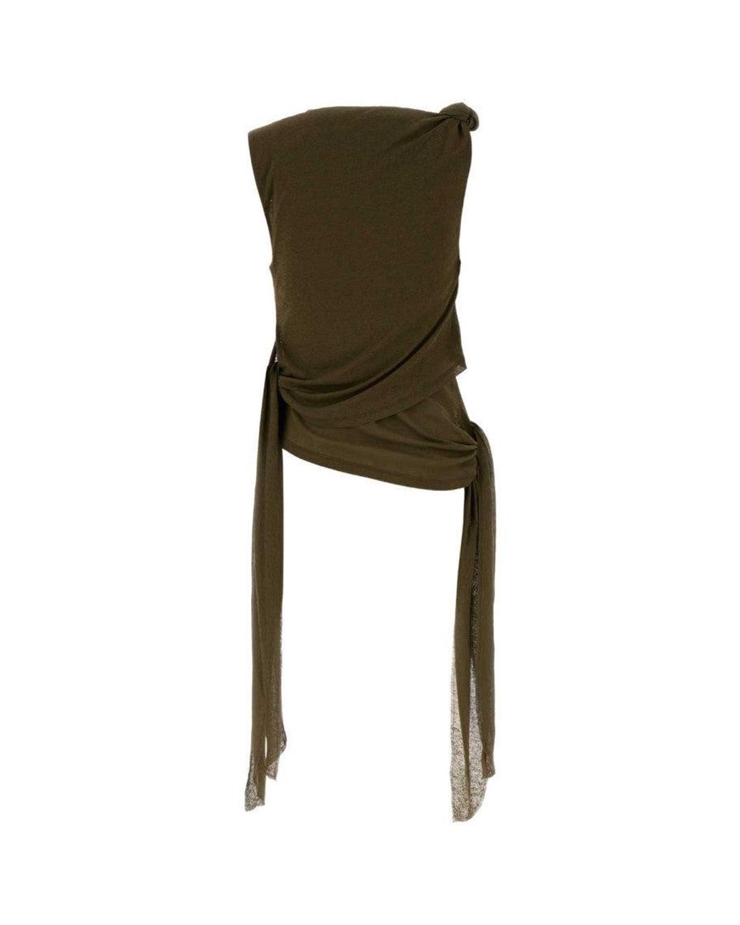 Ganni Green Boat Neck Top