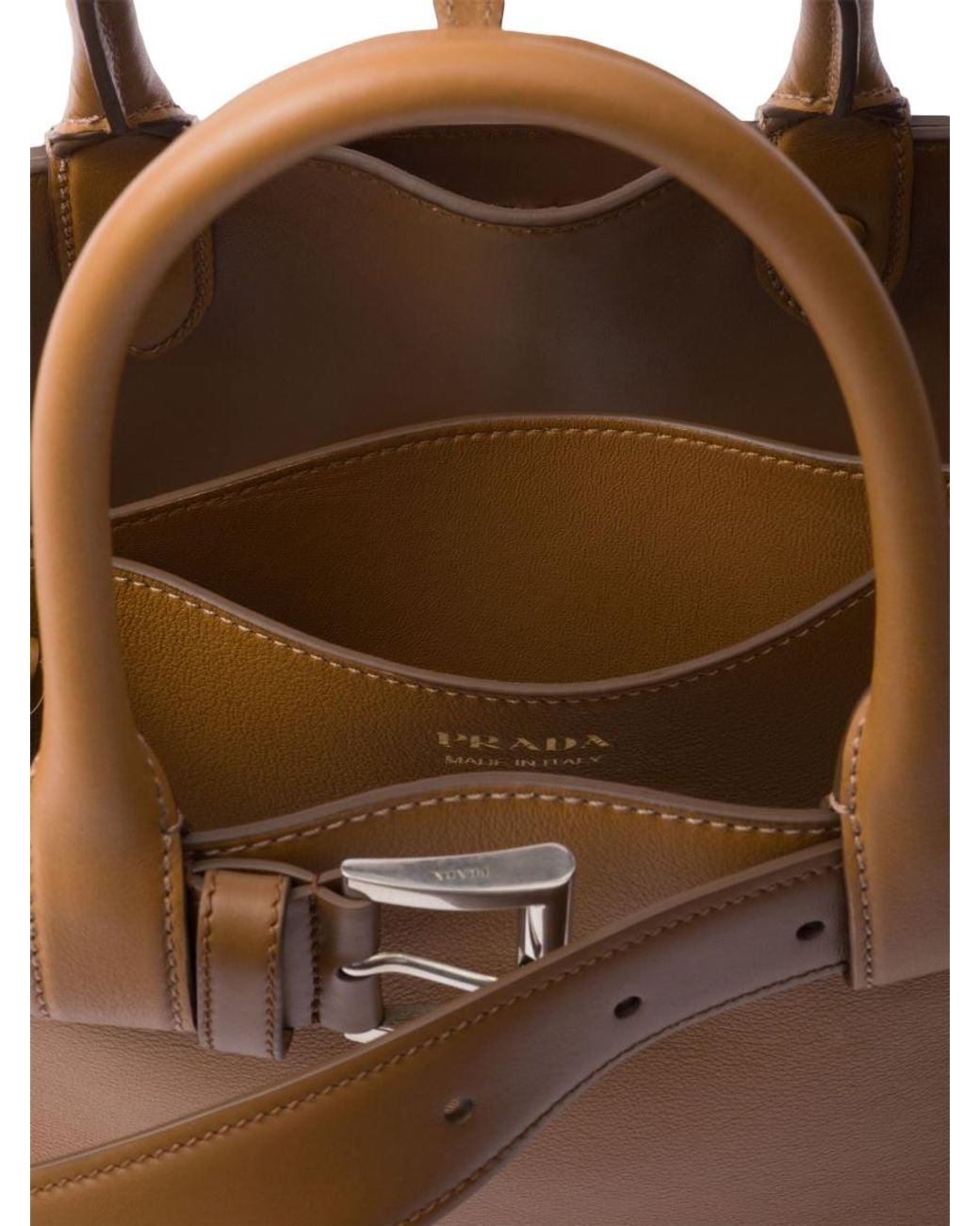 Prada Brown Belted Medium Satchel Bag