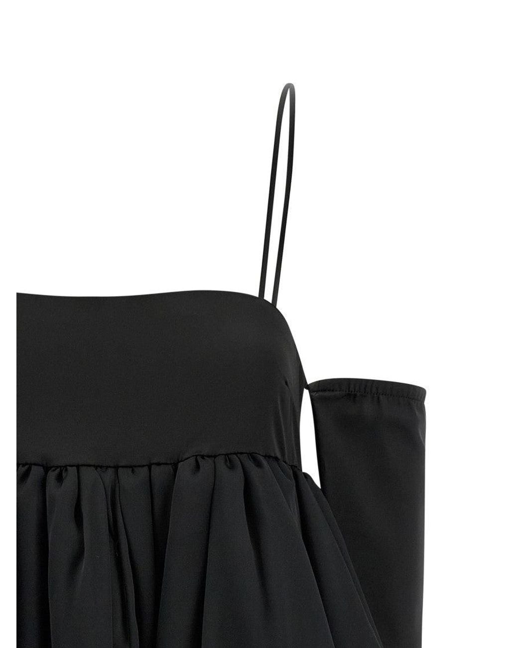 ROTATE BIRGER CHRISTENSEN Black 'Satin Le Bubble' Dress