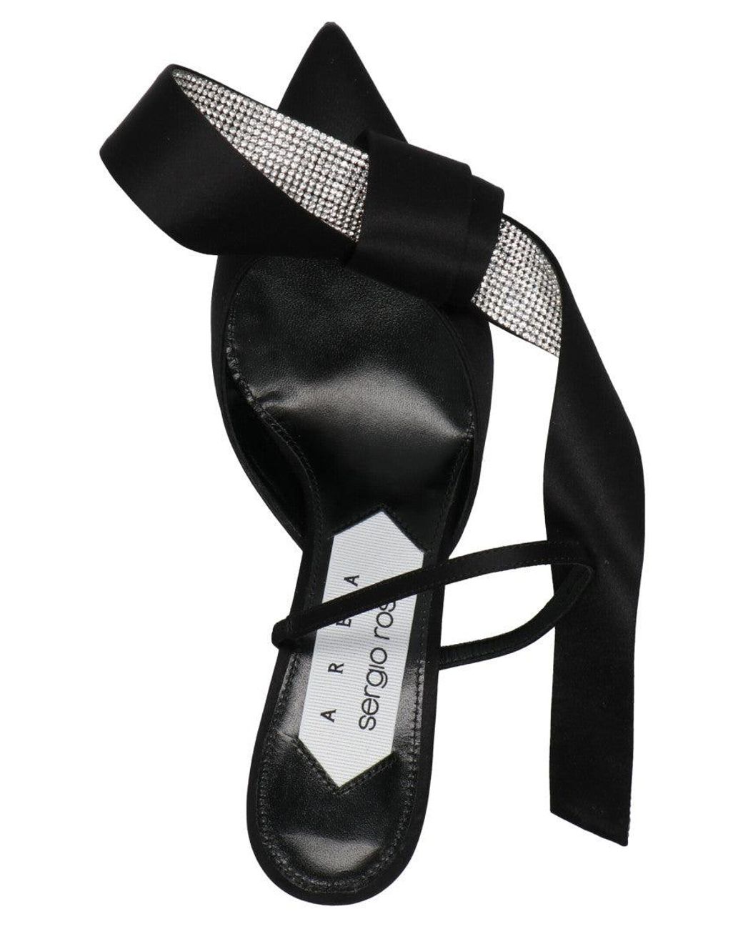 Sergio Rossi Black Satin Mules With Maximal Bow