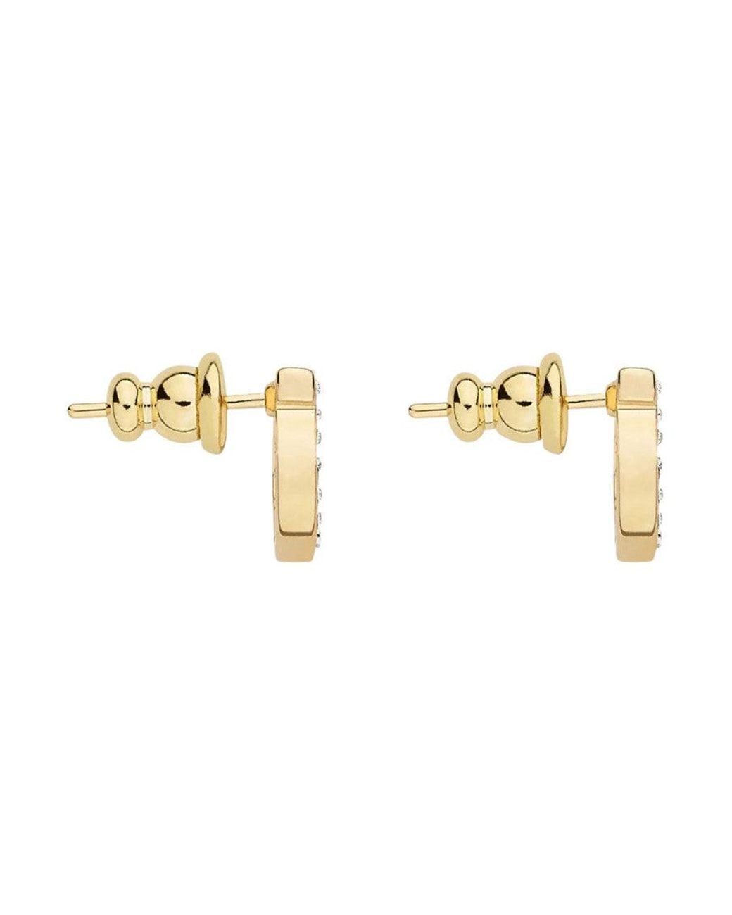 Ferragamo Metallic Golden Gancini Crystal Stud Earrings