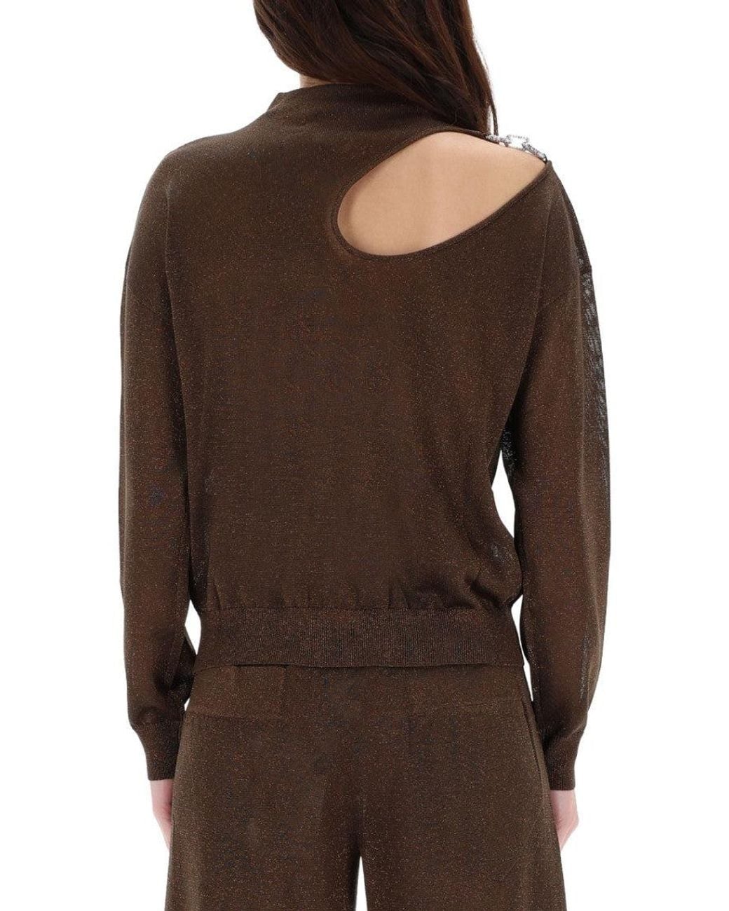 Circus Hotel Brown Mock Collar Top