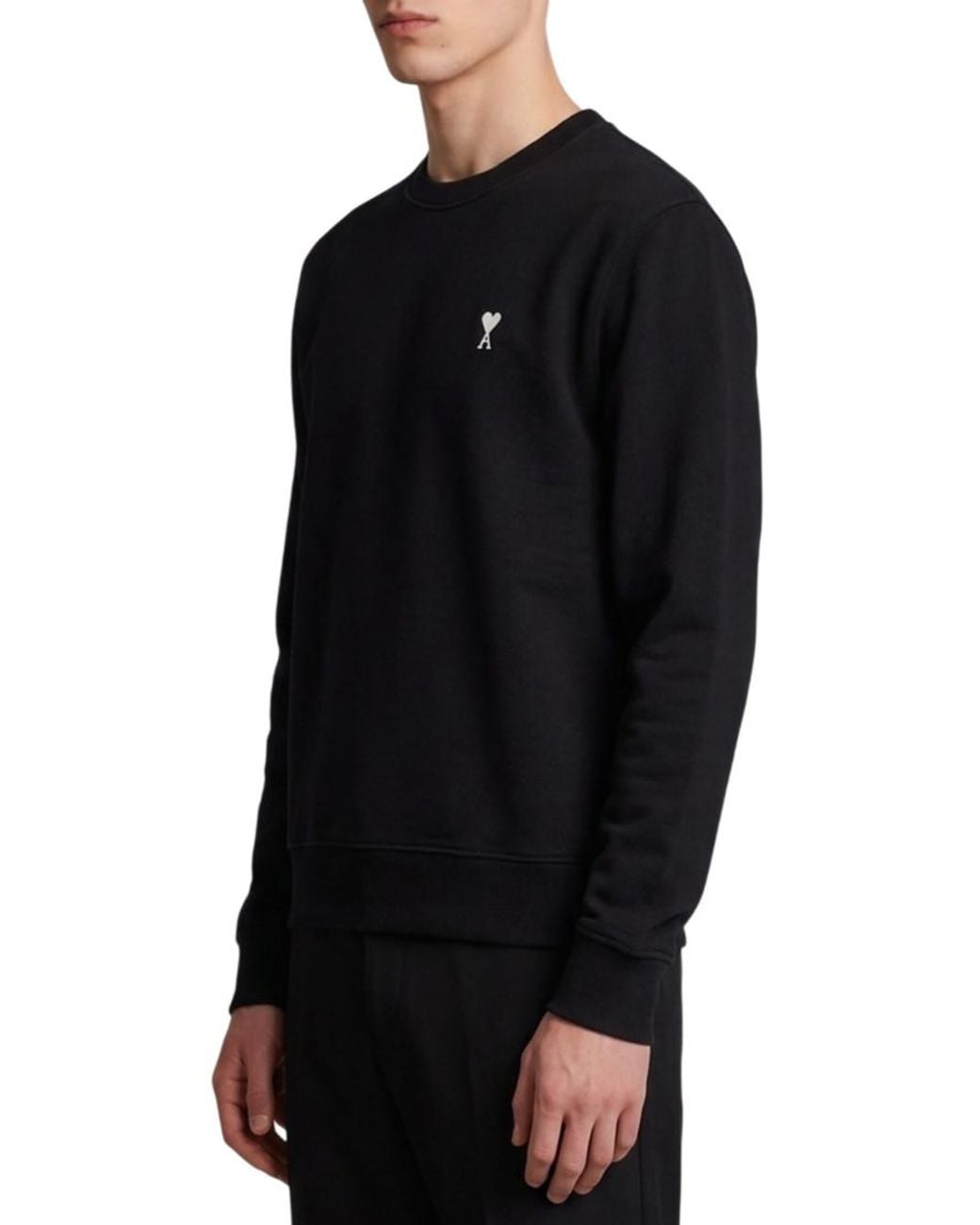 AMI Black Crew Neck Sweatshirt for men