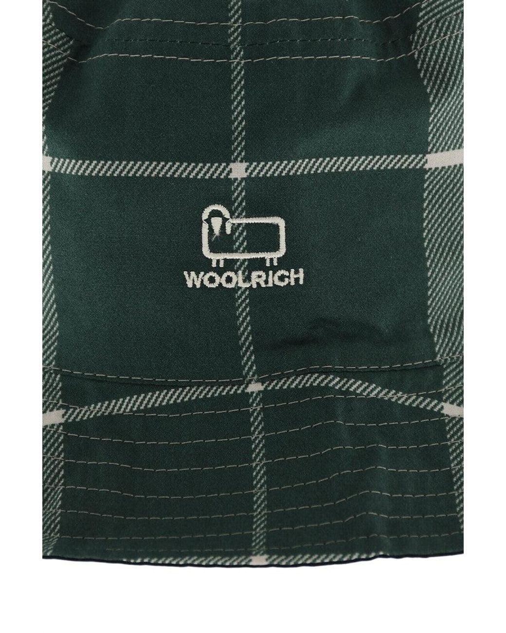 Woolrich Green Dark Plaid Bucket Hat for men
