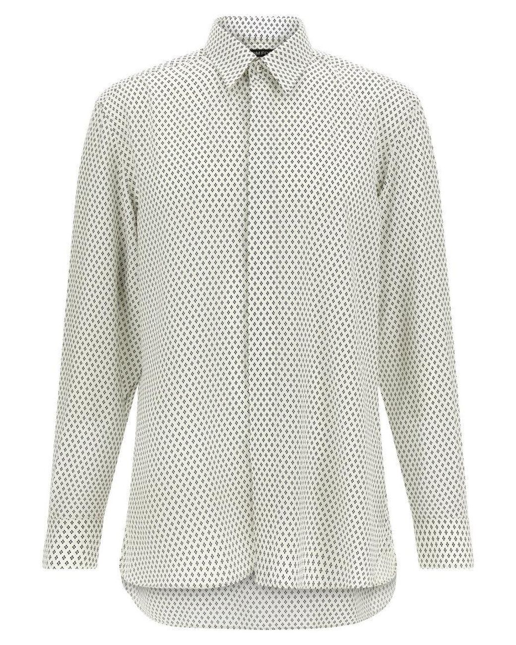 Tom Ford White Micro-Print Shirt for men