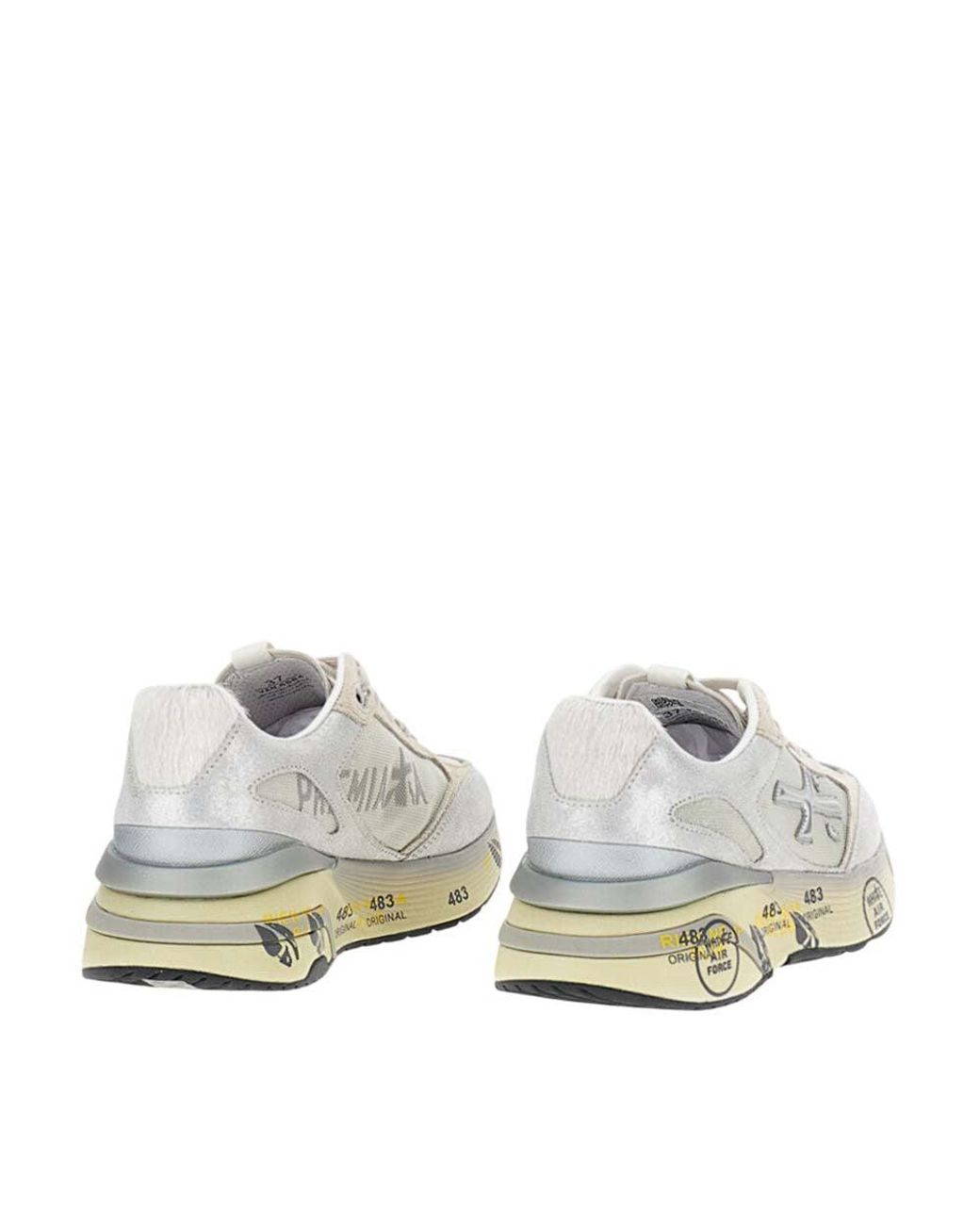 Premiata White Mesh Moerund Platform Sneakers