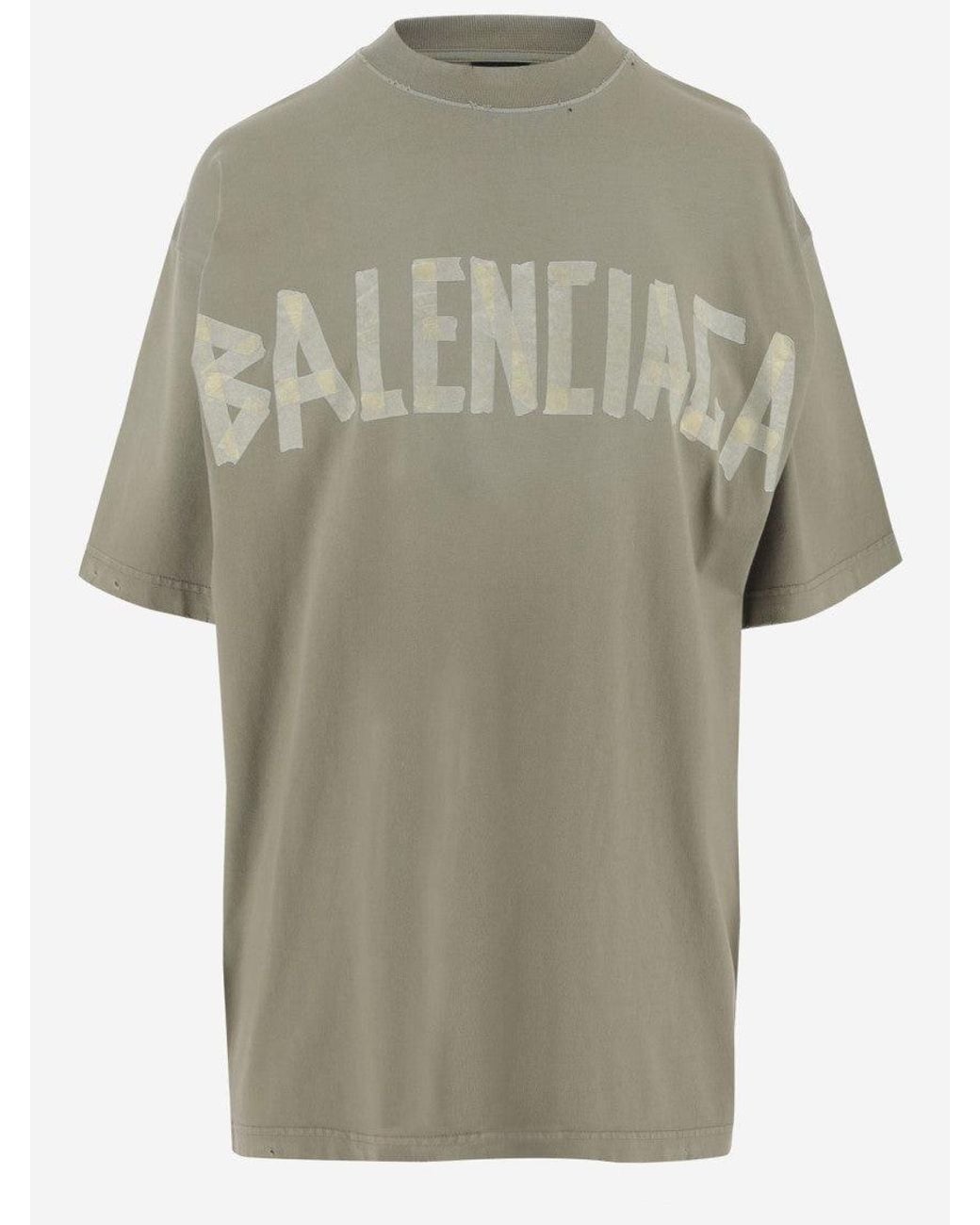 Balenciaga Green Sage Tape Type Cotton T-Shirt for men