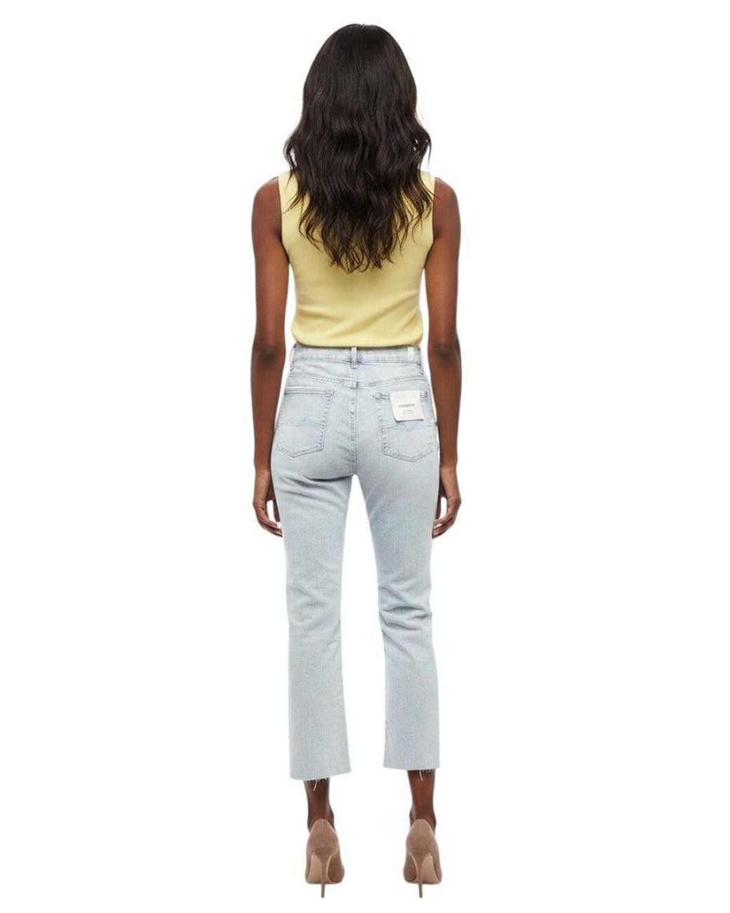7 For All Mankind Blue Light Straight High Rise Jeans