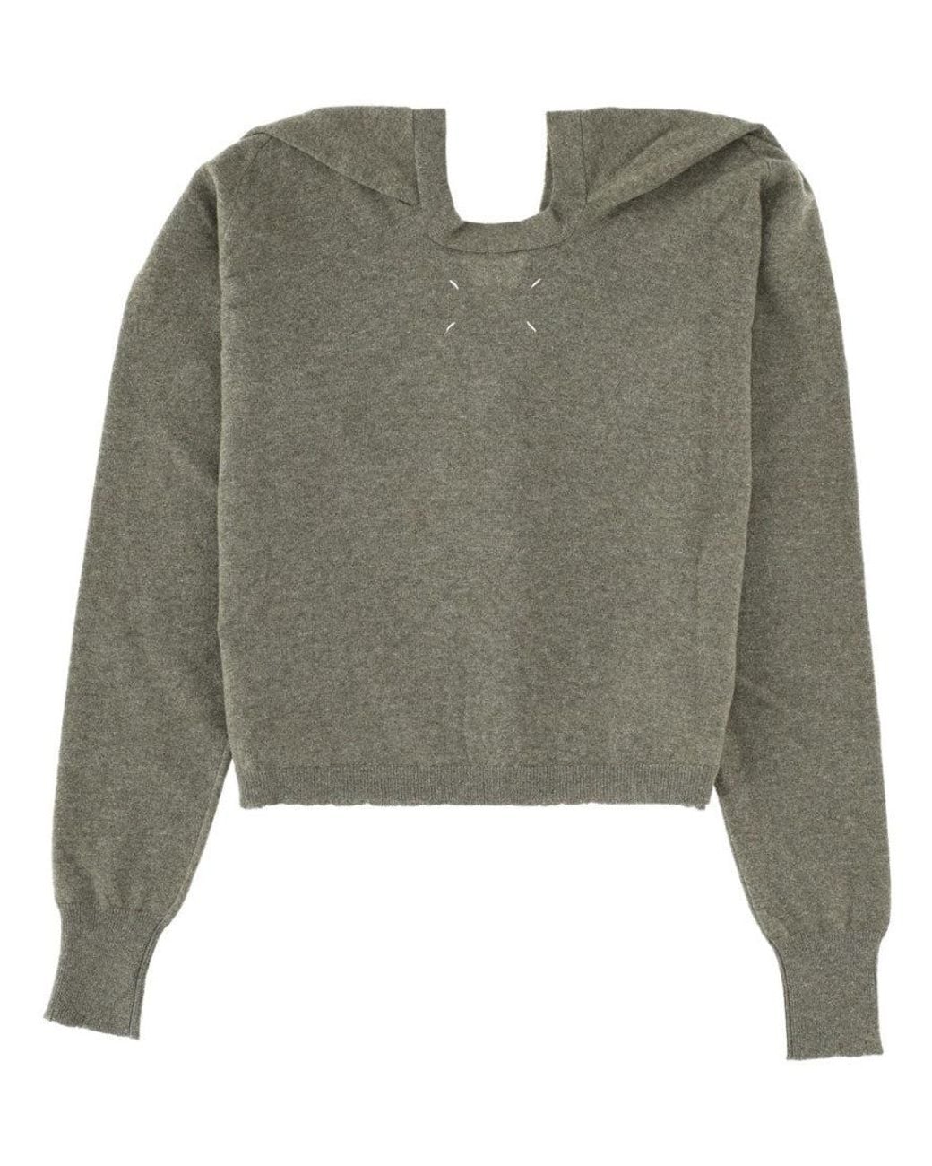 Maison Margiela Green Solid V Neck Sweater