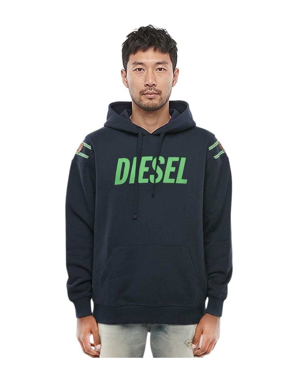 DIESEL Gray Graphic Logo Hoodie for men