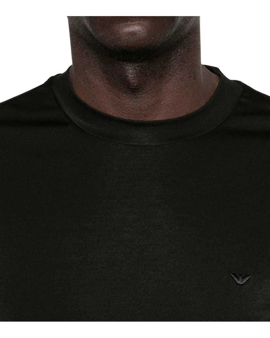 Emporio Armani Black Solid Crew Neck T-Shirt for men