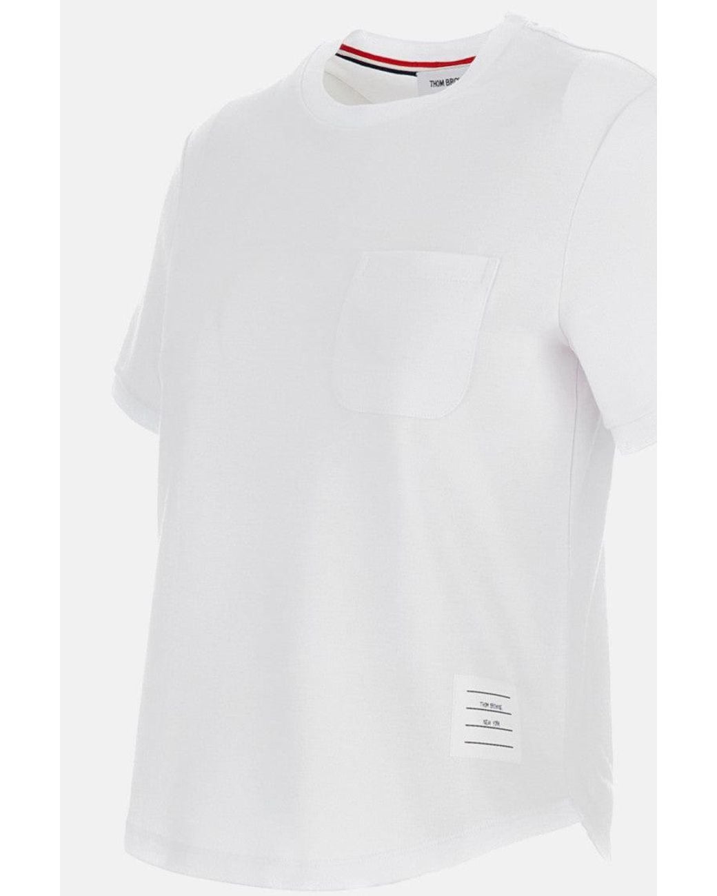 Thom Browne White Cotton Milano Pocket Tee