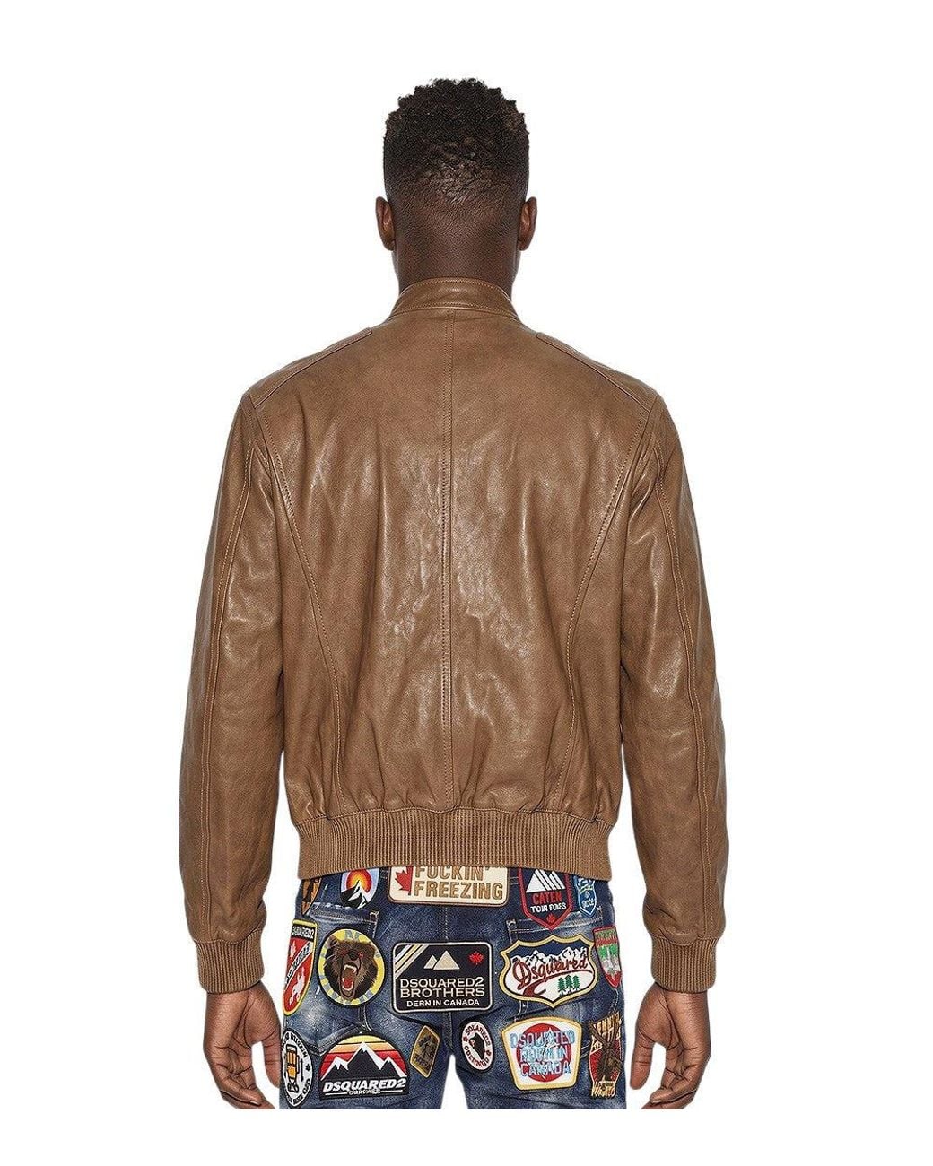 DSquared² Brown Mandarin Collar Jacket for men