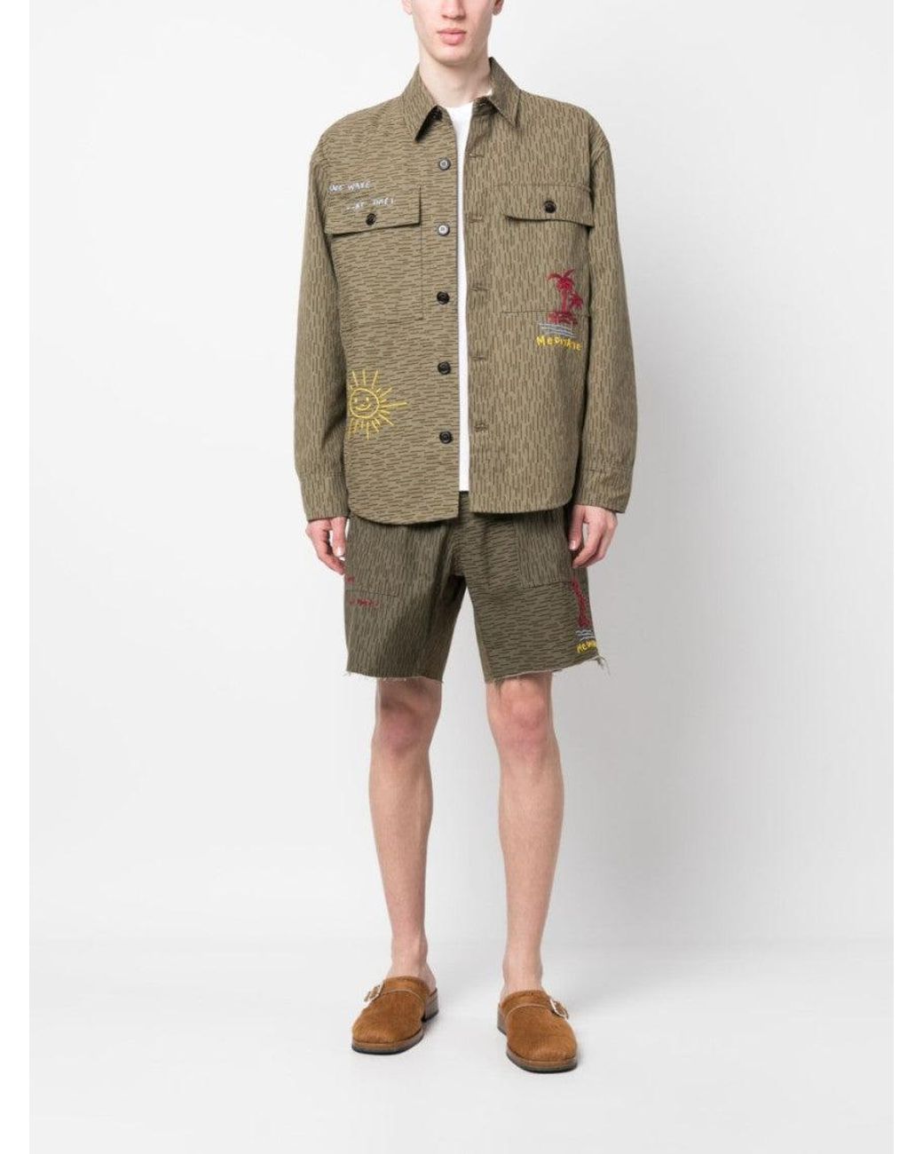 President's Green Camouflage Print Shorts for men