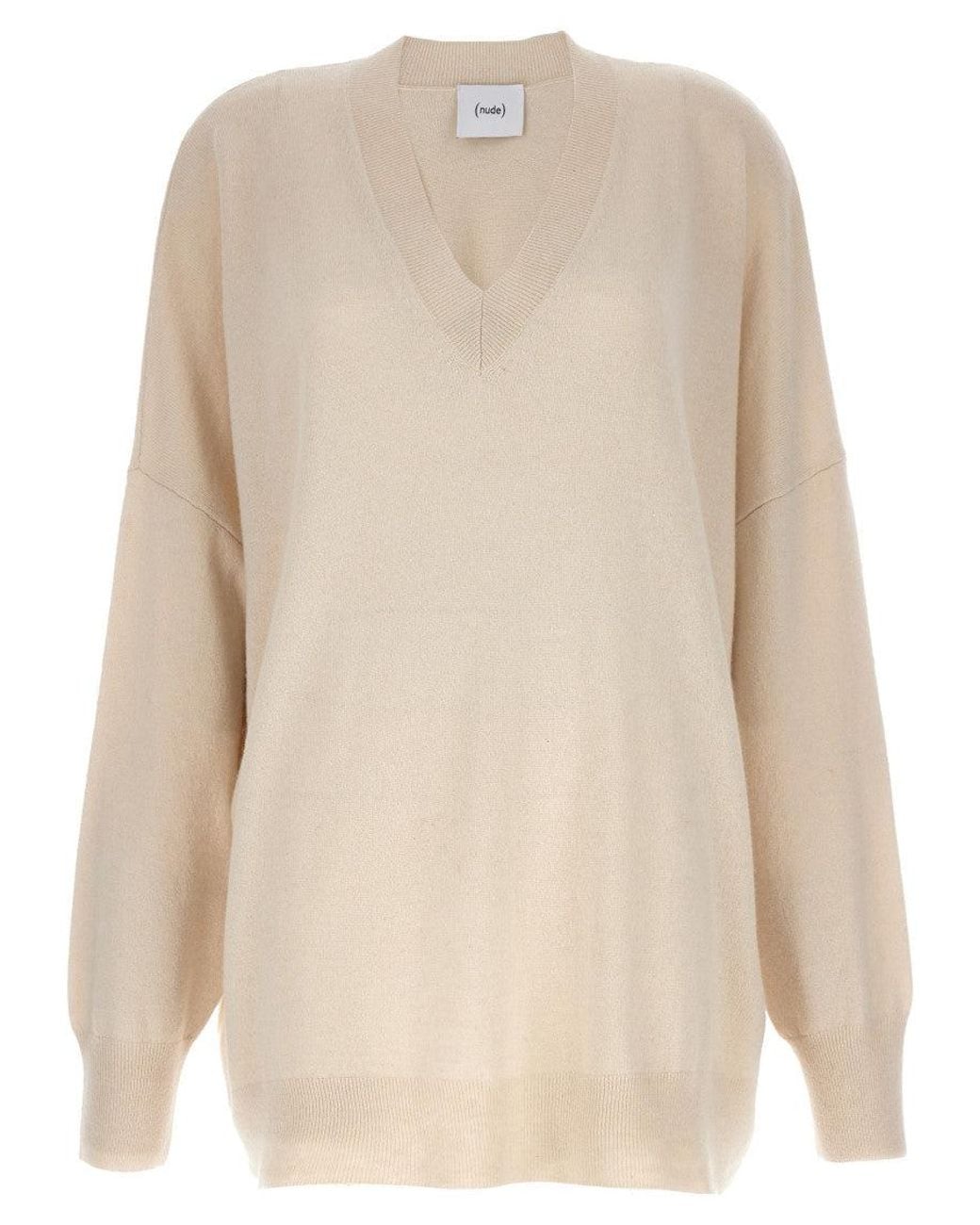 Nude Natural Off V Neck Sweater