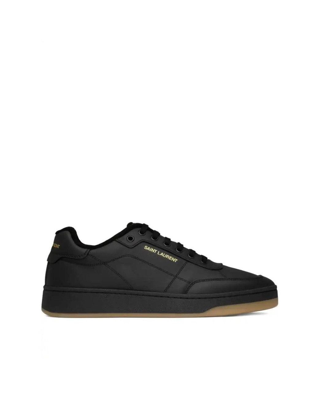 Saint Laurent Black Logo Leather Sneakers for men