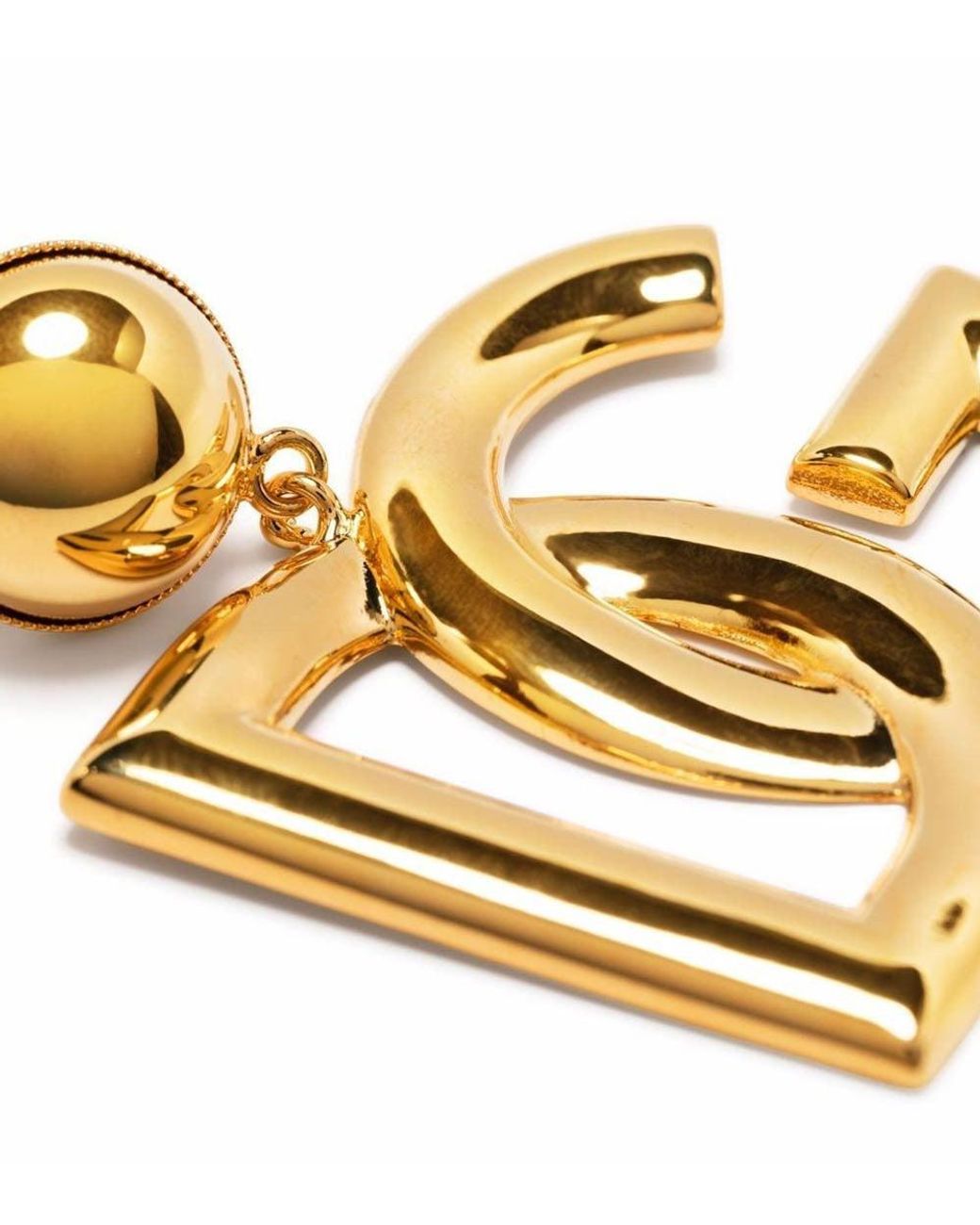 Dolce & Gabbana Metallic Golden Logo Drop Earrings