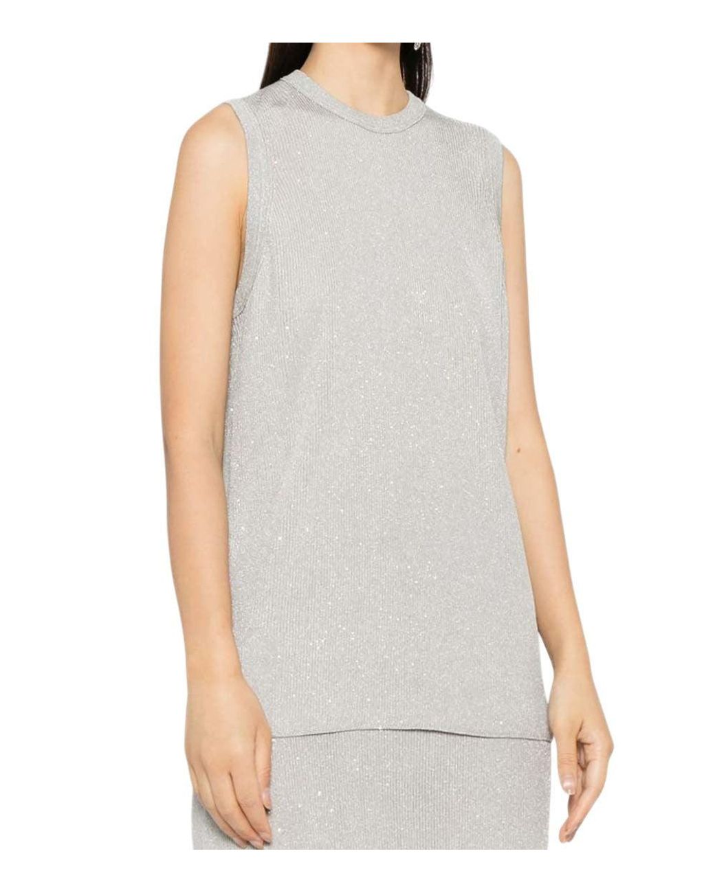 Tom Ford Gray Embellished Crew Neck Top