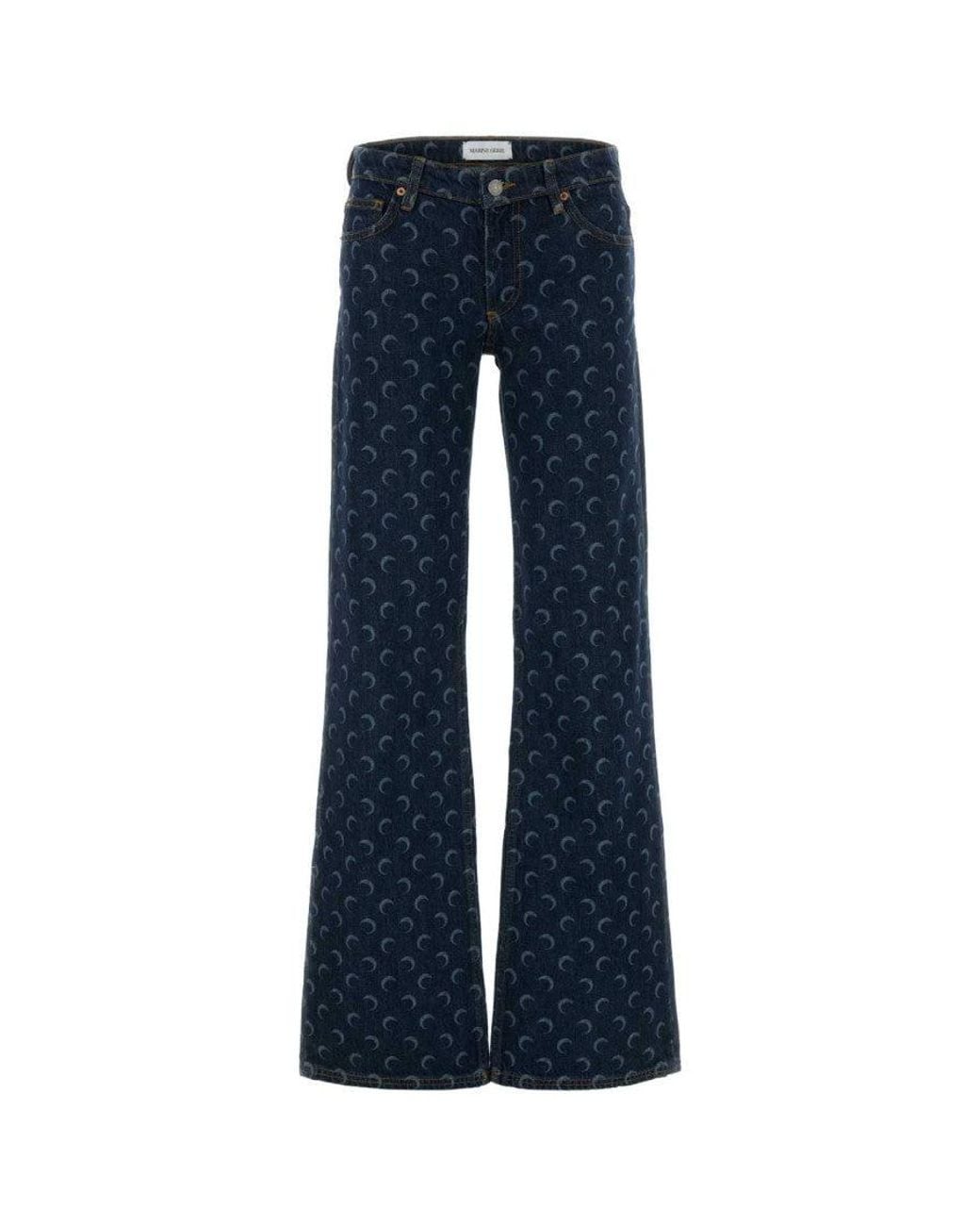 MARINE SERRE Blue Flared Mid Rise Jean
