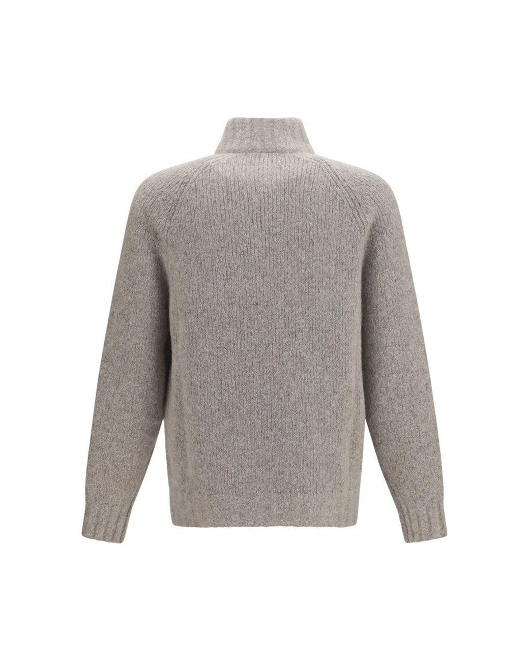 Brunello Cucinelli Gray Light Taupe Zip-Up Cardigan for men