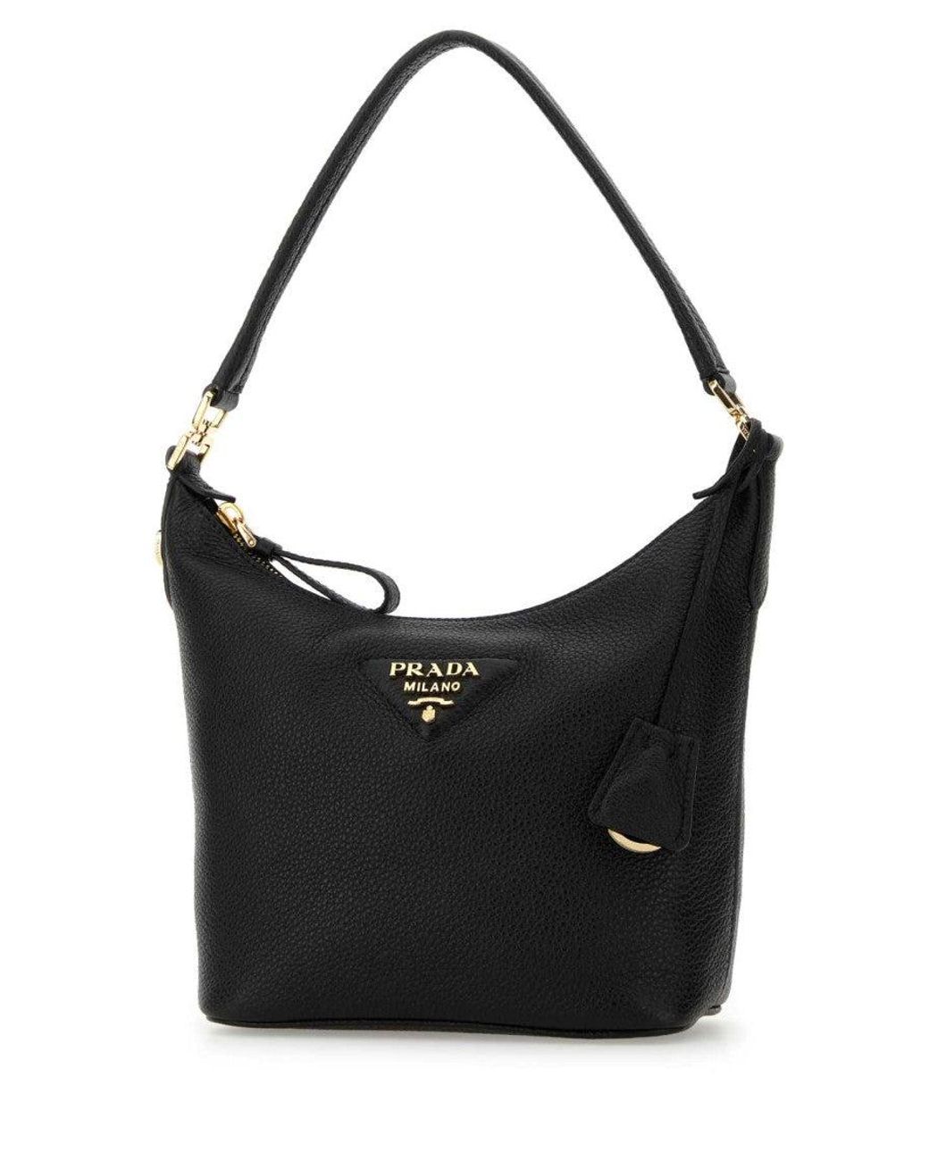 Prada Black Logo Mini Hobo