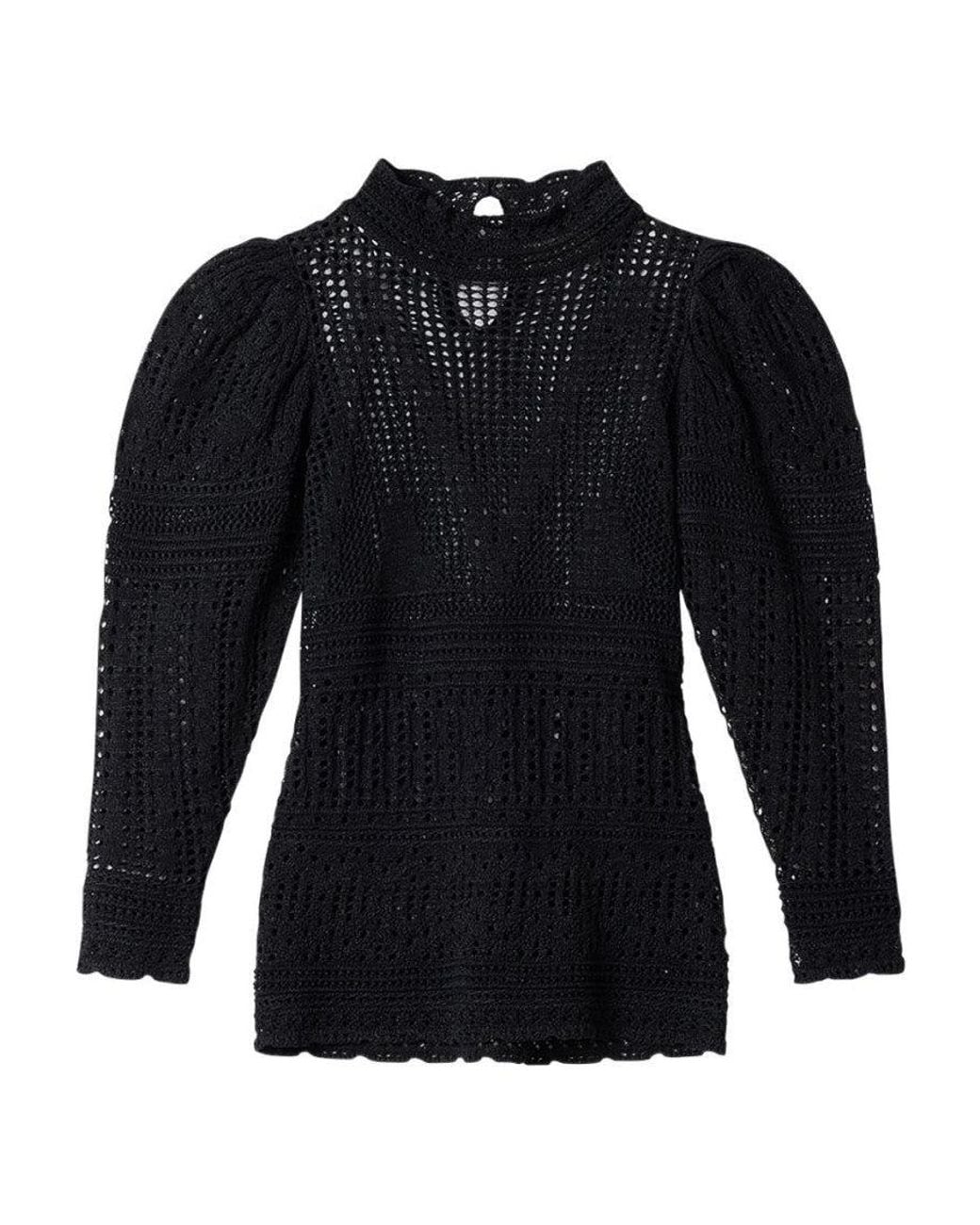 Isabel Marant Blue Crochet Mock Collar Top