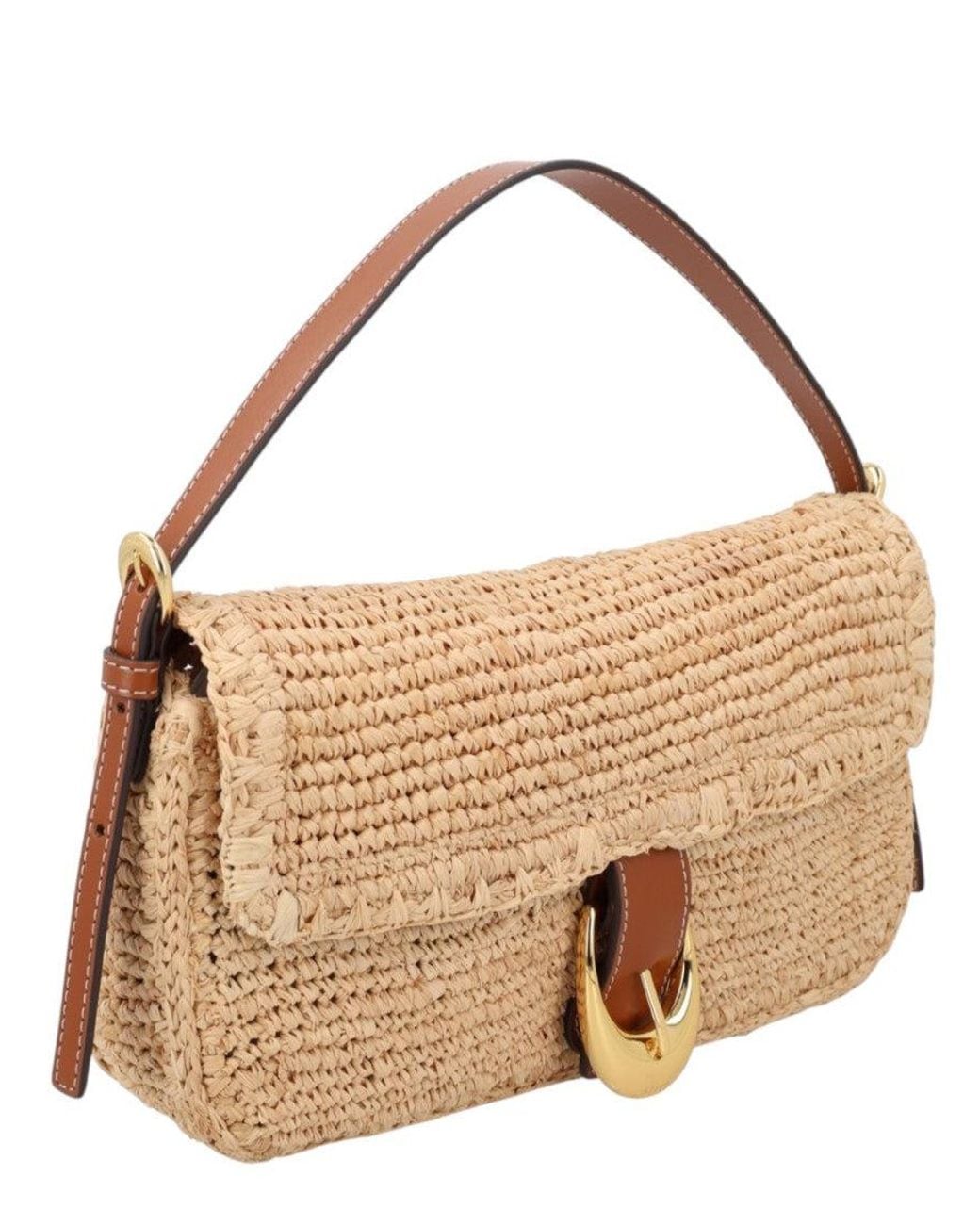 Staud Brown Natural Harlow Medium Shoulder Bag