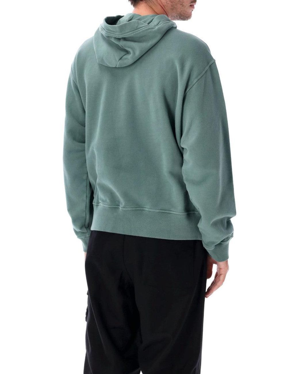 Stone Island Blue Brushed Organic Cotton Hoodie for men