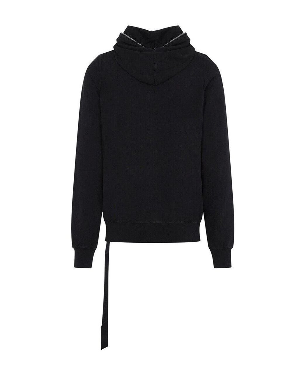 Rick Owens Black Solid Zip Up Hoodie for men