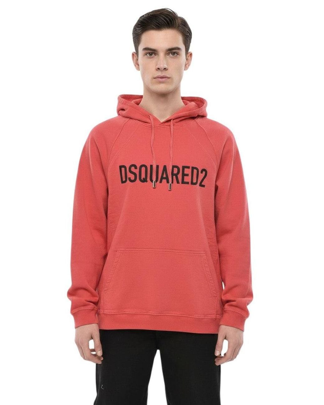 DSquared² Red Relaxed Logo Hoodie for men