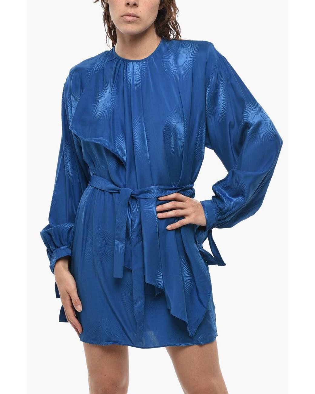 Stella McCartney Blue Textured Round Neck Mini Dress
