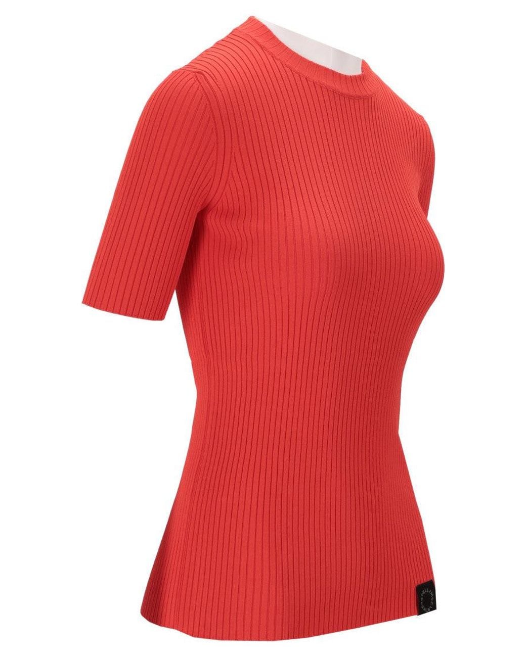 Stella McCartney Red Crew Neck Ribbed T-Shirt