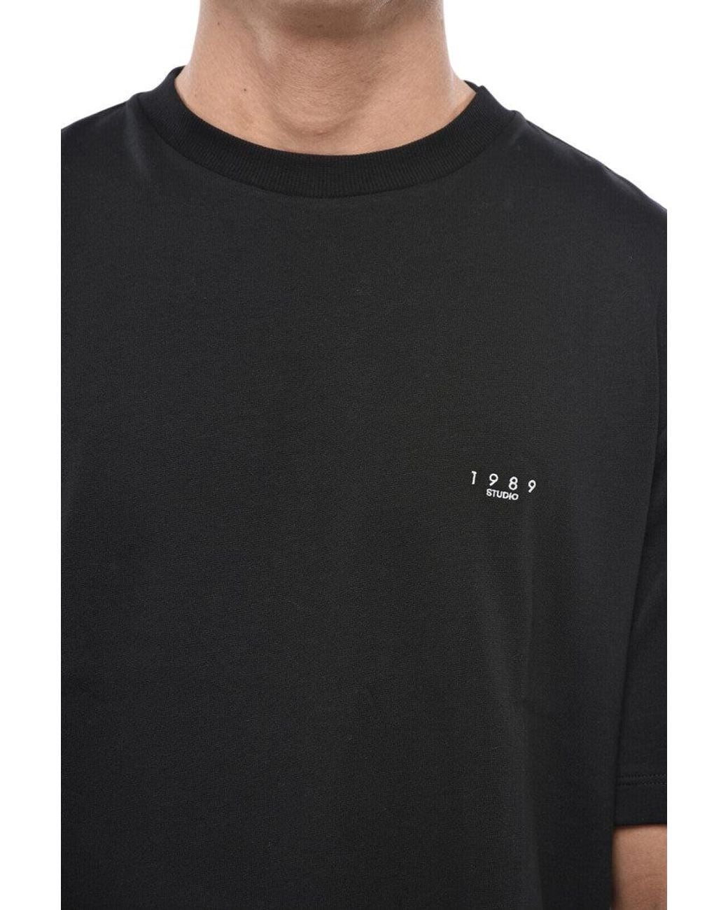 1989 STUDIO Black Relaxed Logo T-Shirt for men