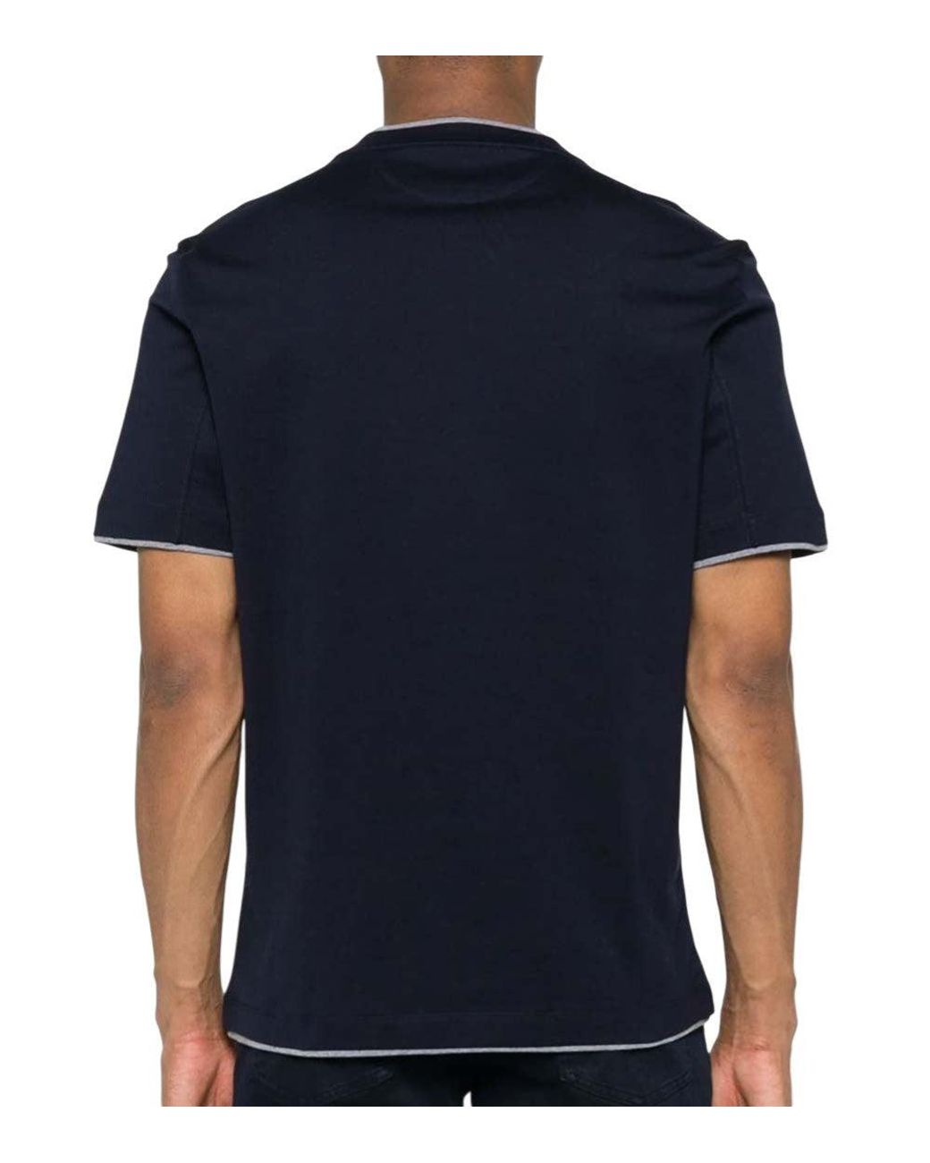 Brunello Cucinelli Black Solid T-Shirt for men