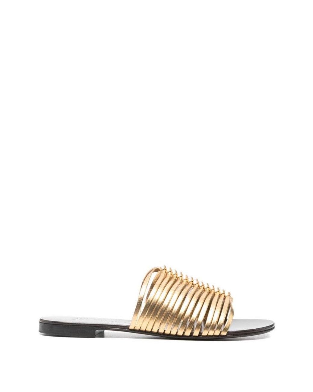 Giuseppe Zanotti White Golden Slip-On Sandals