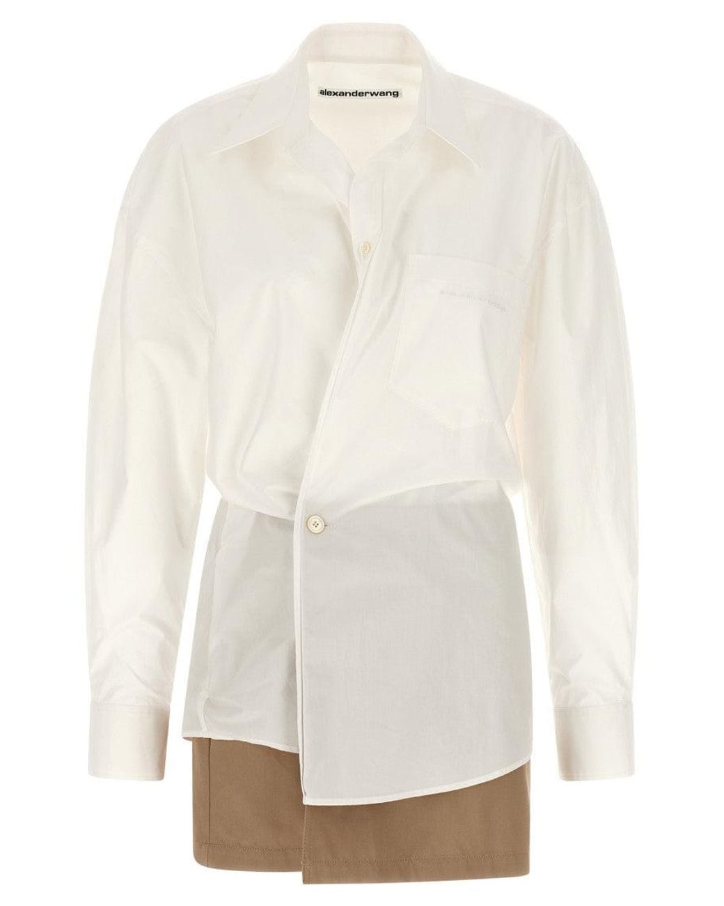 Alexander Wang White Shirt Collar Wrap Mini Dress