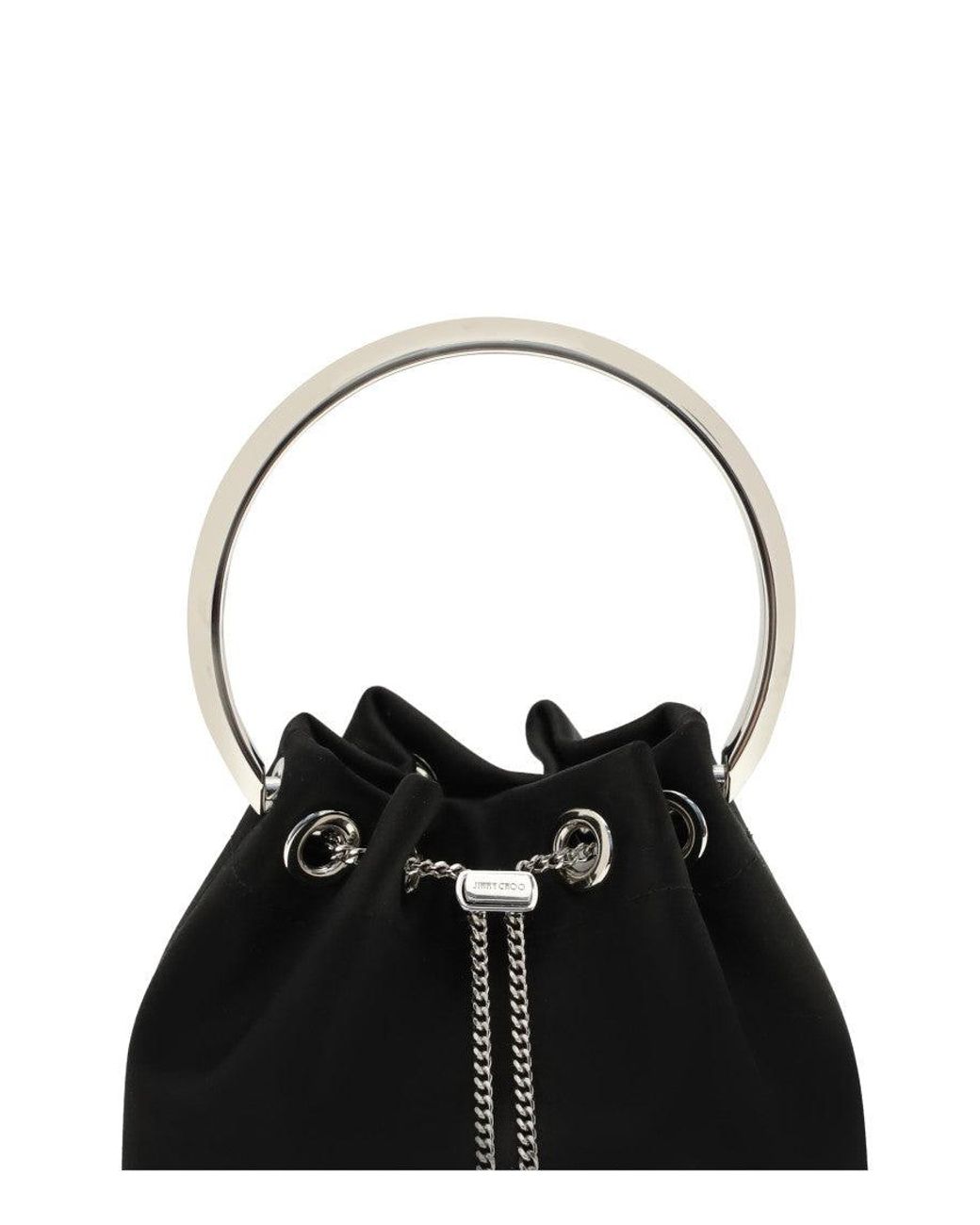 Jimmy Choo Black Bon Bon Micro Bucket Bag