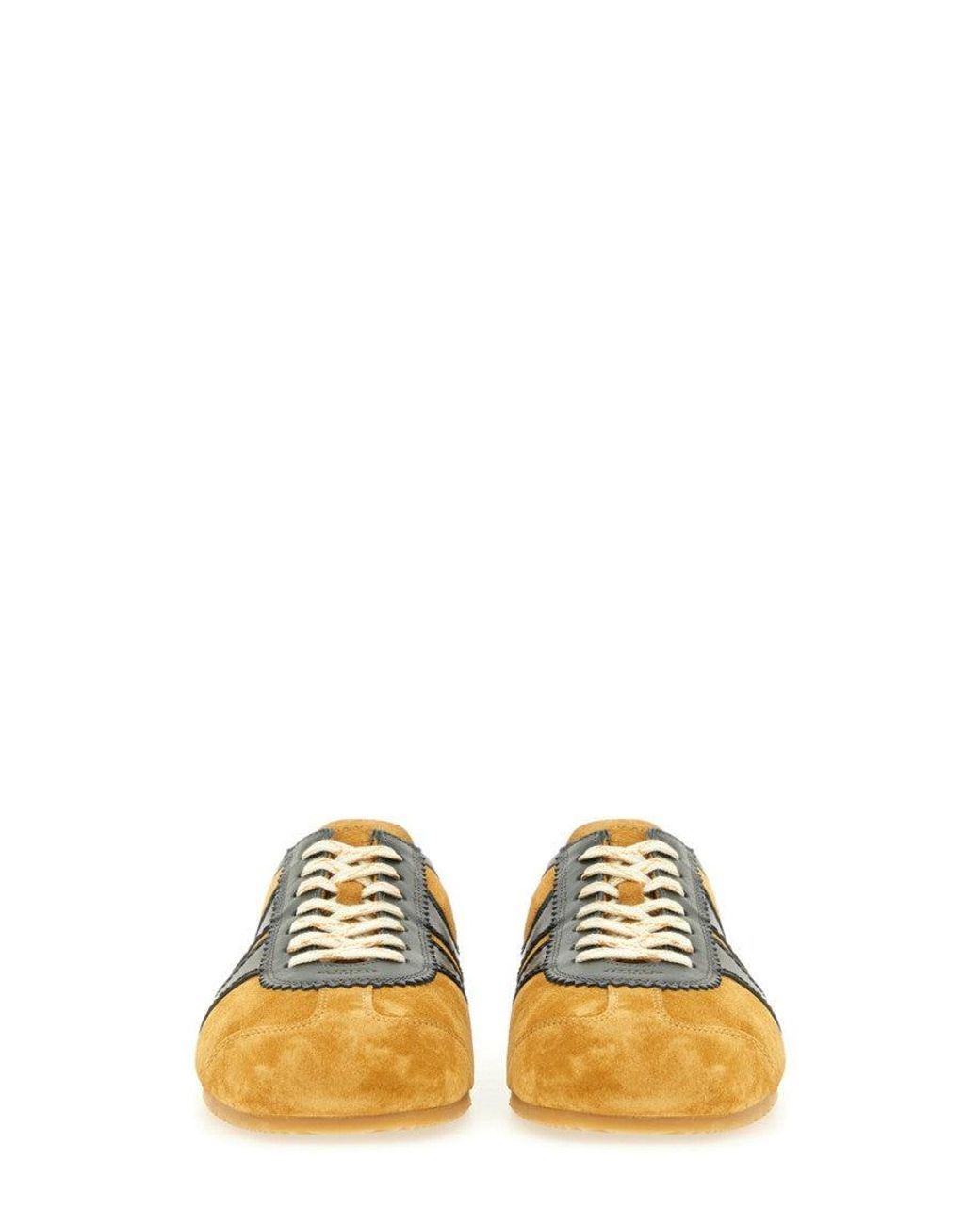 Dries Van Noten Brown Color Block Suede Sneakers for men