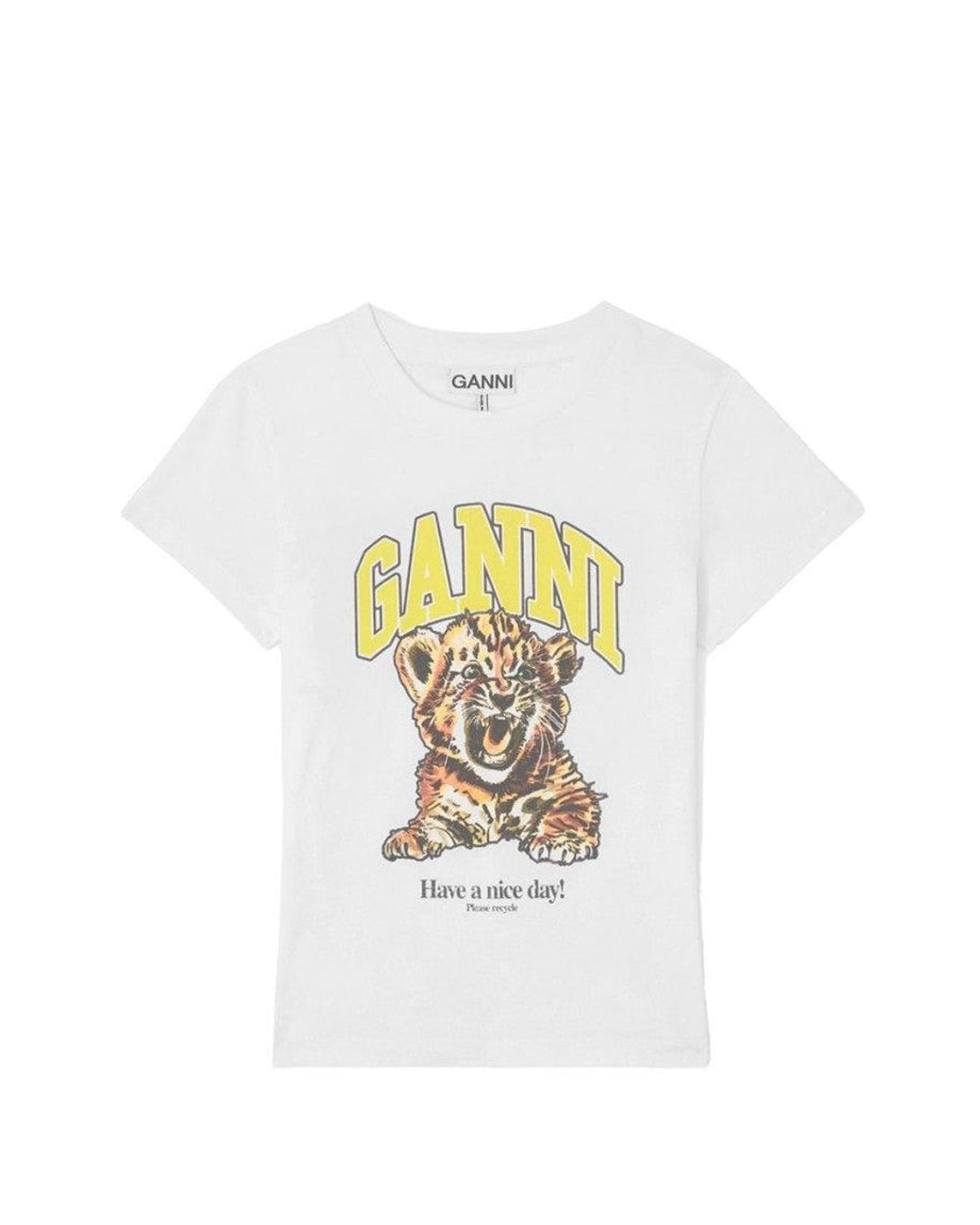 Ganni White Graphic Crew Neck T-Shirt